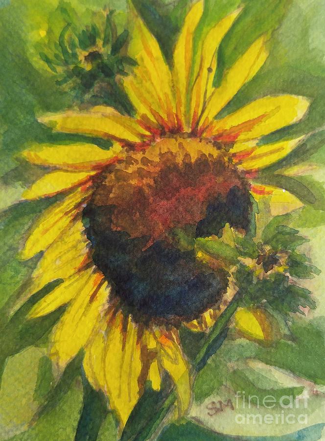 Sunflower in Full Bloom Painting by Sonia Mocnik