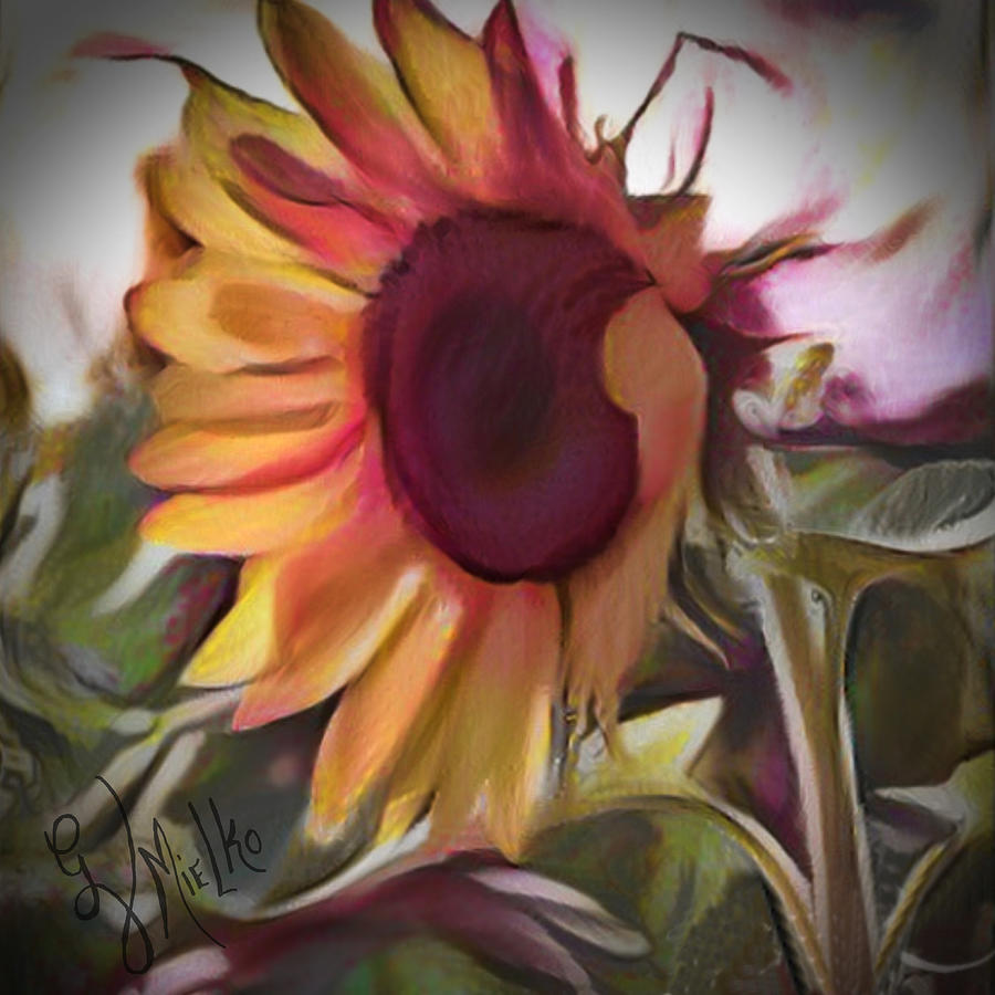 Sunflower in the Wind Painting by Gina Mielko