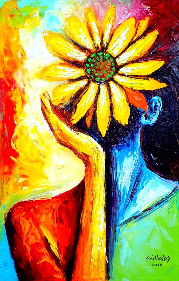Sunflower LadyBug Painting by Olaoluwa Smith