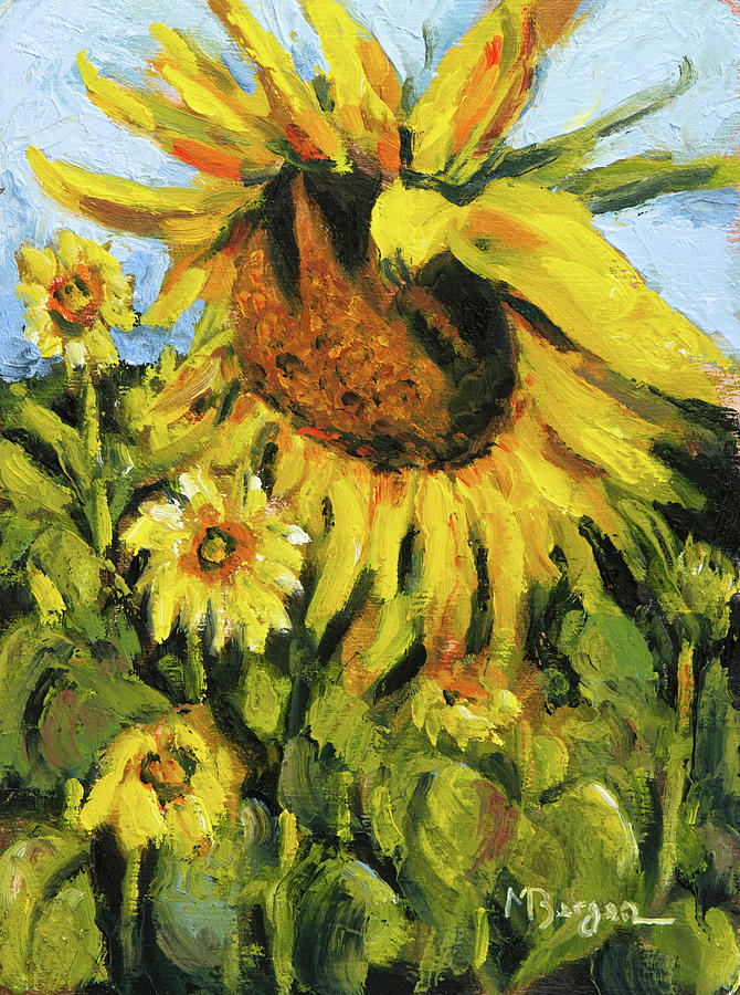 Sunflower Painting by Mike Bergen