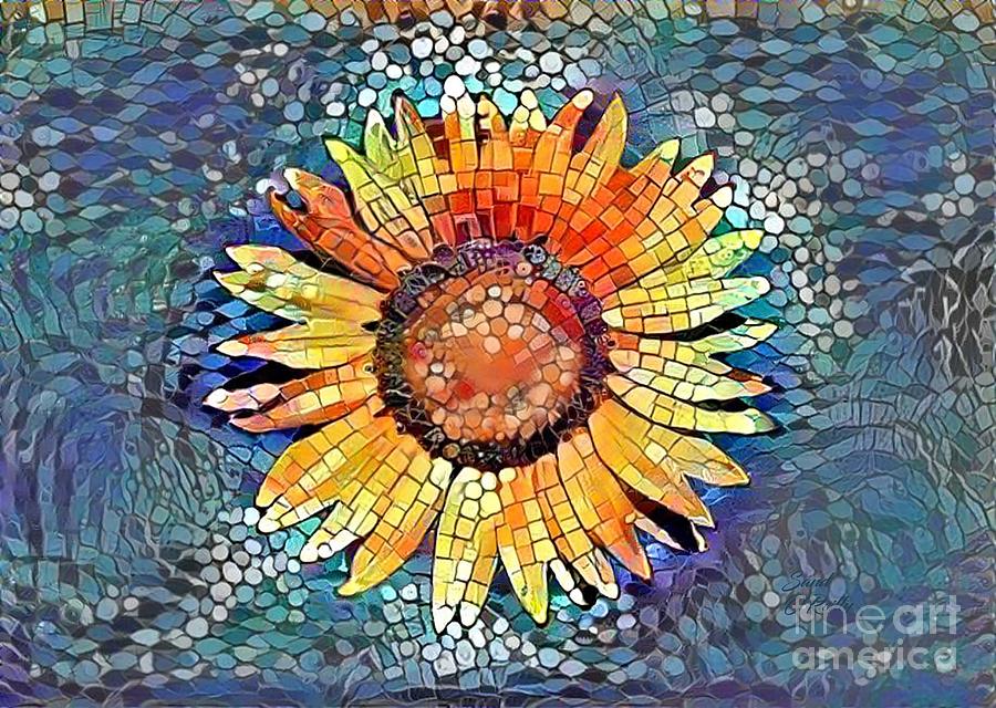 Sunflower Mosaic Abstract For Ukraine Mixed Media by Sandi OReilly
