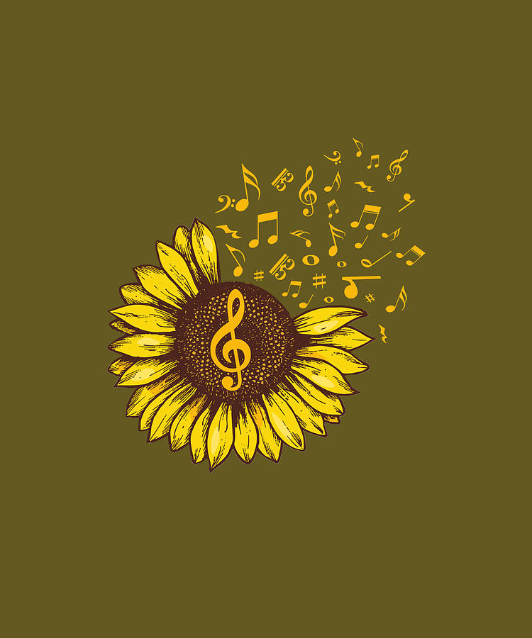 Sunflower Music Note Music Lovers Tshirt Digital Art by Felix