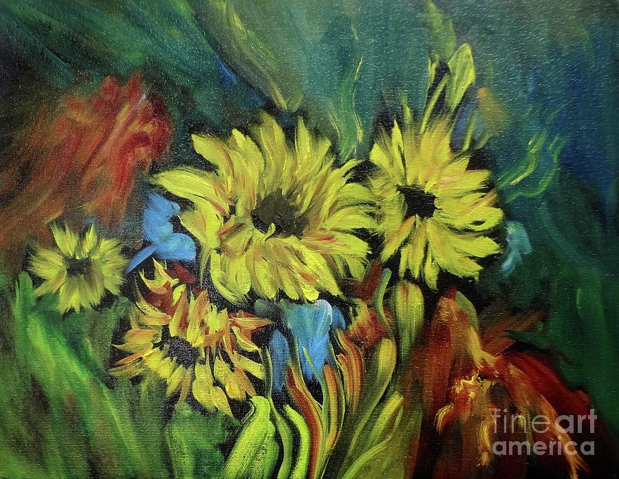 Sunflower  Symphony No 2 Painting by Jenny Lee