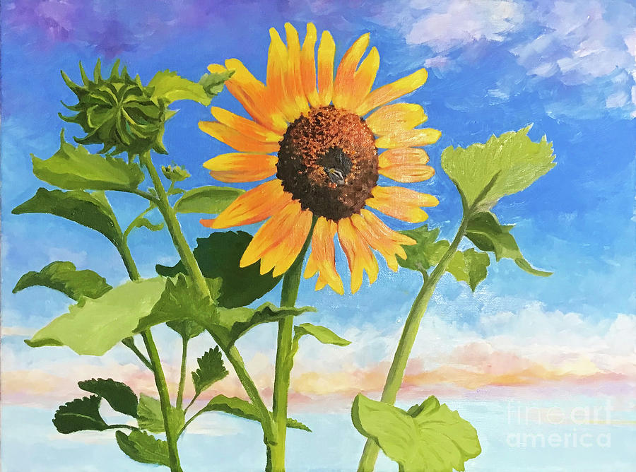 Sunflower OBX Painting by Anne Marie Brown