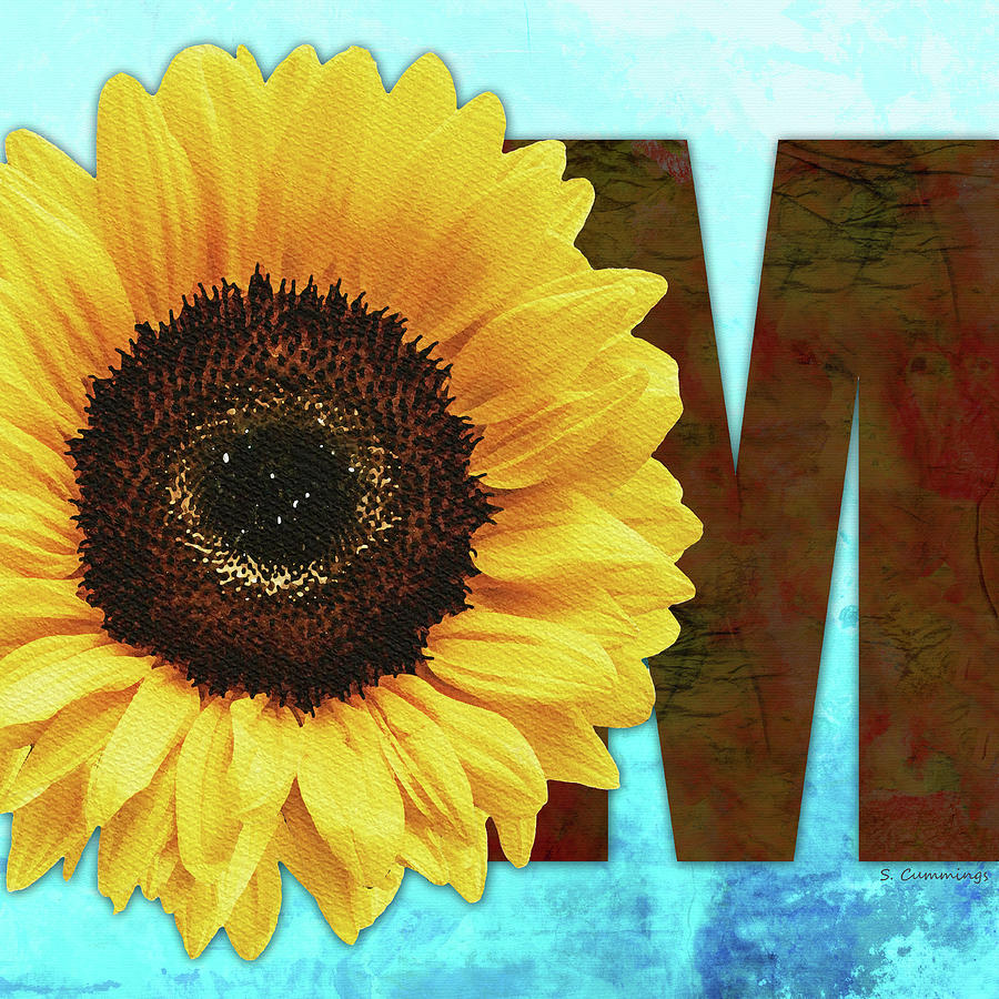 Sunflower Om Meditation Art Painting by Sharon Cummings