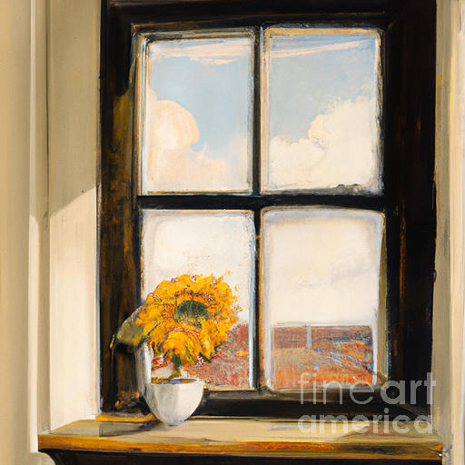 Sunflower On a Window Ledge Digital Art by Carol Riddle