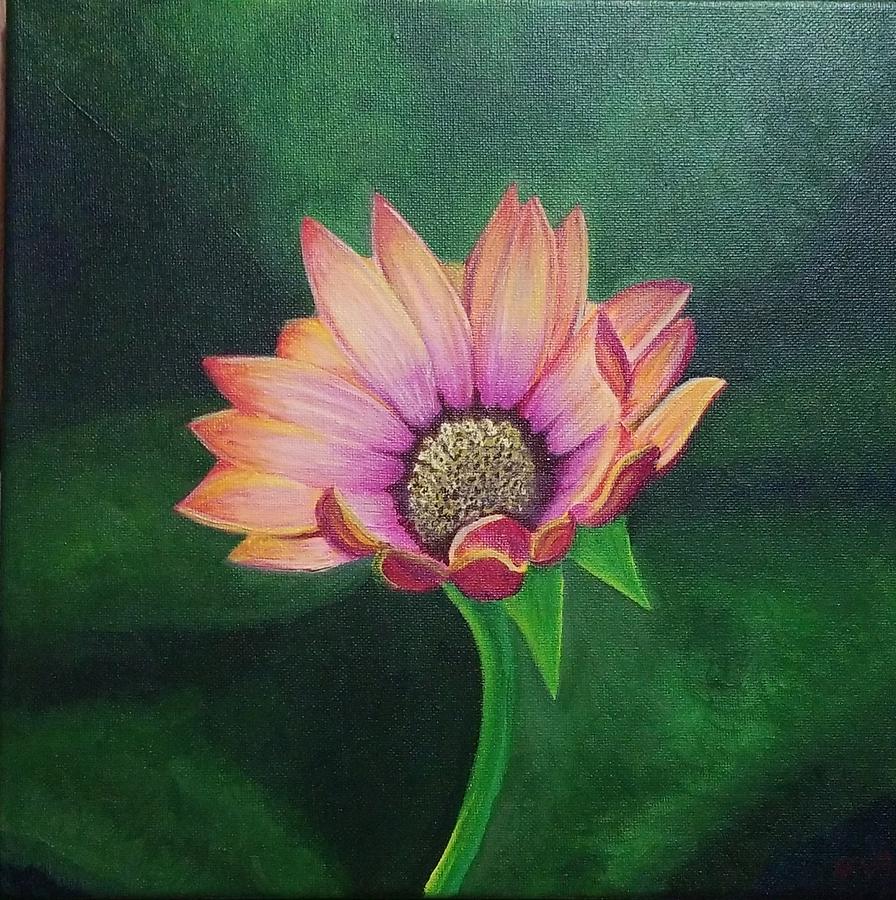 Sunflower on Green Background Painting by Monica Habib