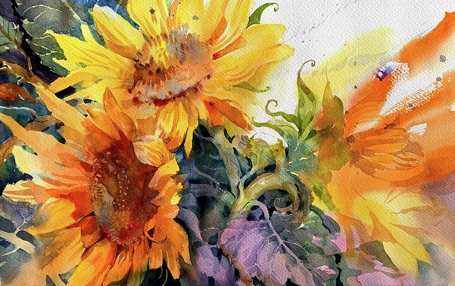 Sunflower Painting Watercolor Painting By Samira Yanushkova