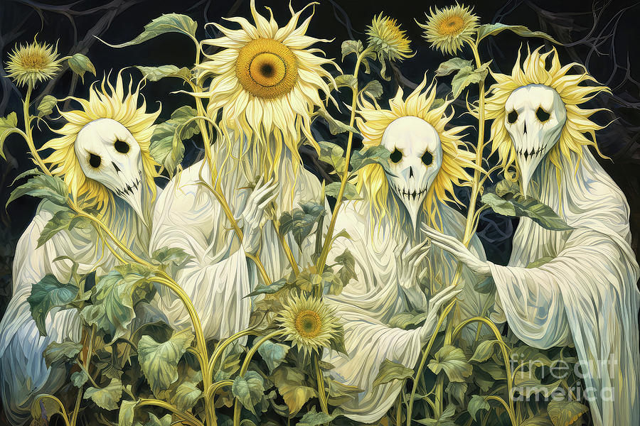 Halloween Painting - Sunflower Phantoms by Tina LeCour