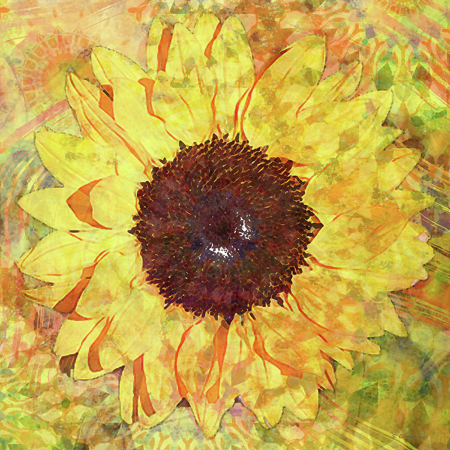 Sunflower Power - Yellow Floral Art Painting by Sharon Cummings
