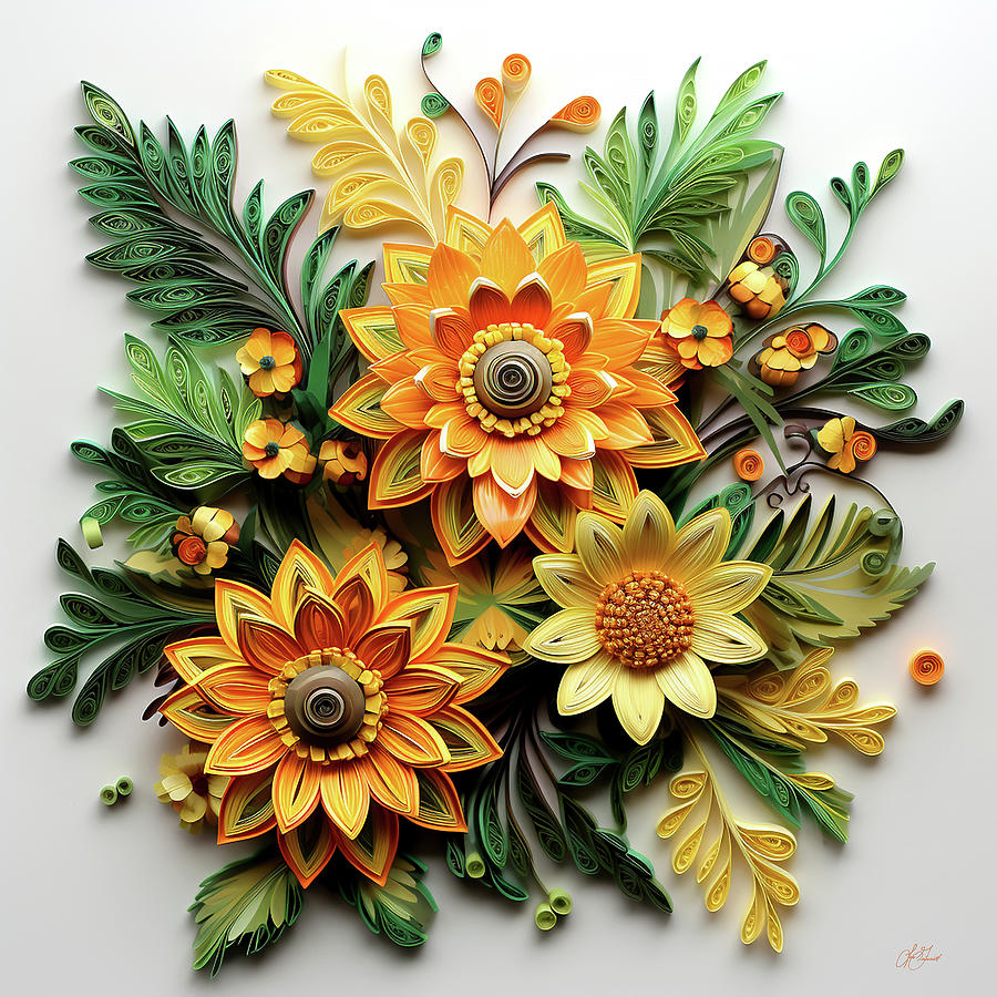 Sunflower Quills 1 Painting by Lori Grimmett
