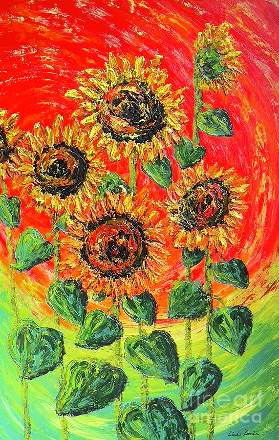 Sunflower Satisfaction Painting by Linda Donlin