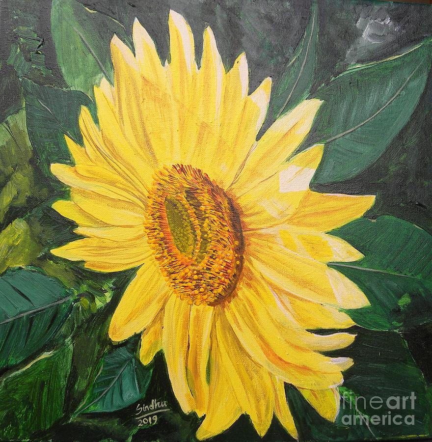 Sunflower Painting by Sindhu's Purple Brush Art - Fine Art America