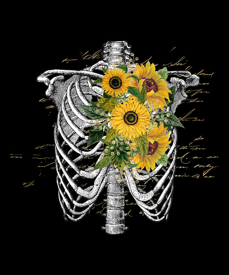 Sunflower skeleton beautiful art of the death Pastel by Norman W - Pixels