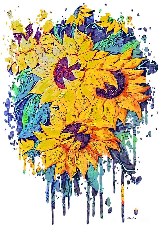 Sunflower Splash Painting by Eloise Schneider Mote