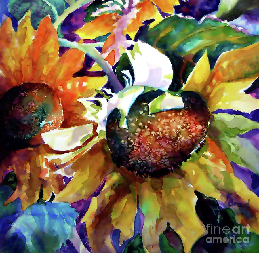 Sunflower Square Painting by Kathy Braud