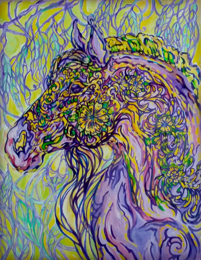 Sunflower Stallion Painting by Suzanne Silvir