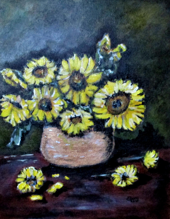 Sunflower Still Life Painting by Clyde J Kell