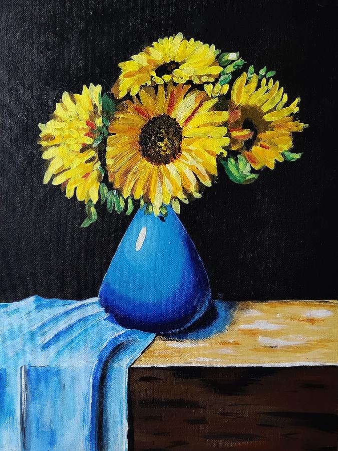 Sunflower Still Life Painting by Keerthana P - Fine Art America