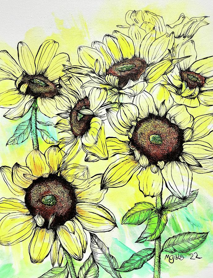 Sunflower Study 4 Painting by Mindy Gibbs