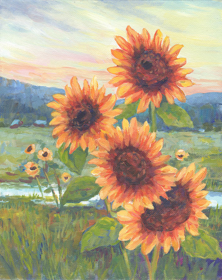 Sunflower Sunrise Painting by Peggy Wilson