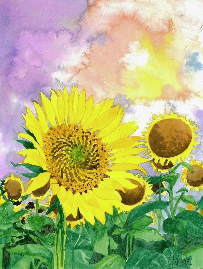 Sunflower Sunset Painting by Celeste Booker - Fine Art America