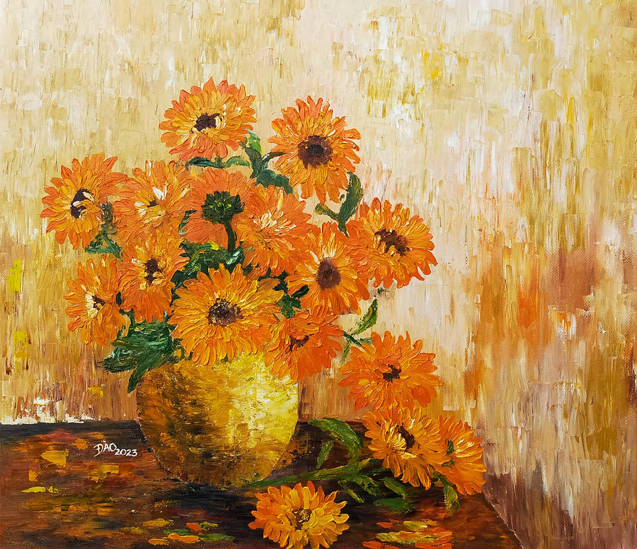 Sunflower Painting by Thi Anh Dao Nguyen - Fine Art America