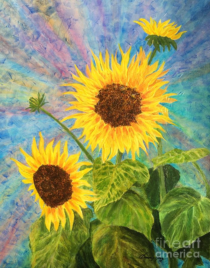 Sunflower Transplants Painting by Denise Hoag
