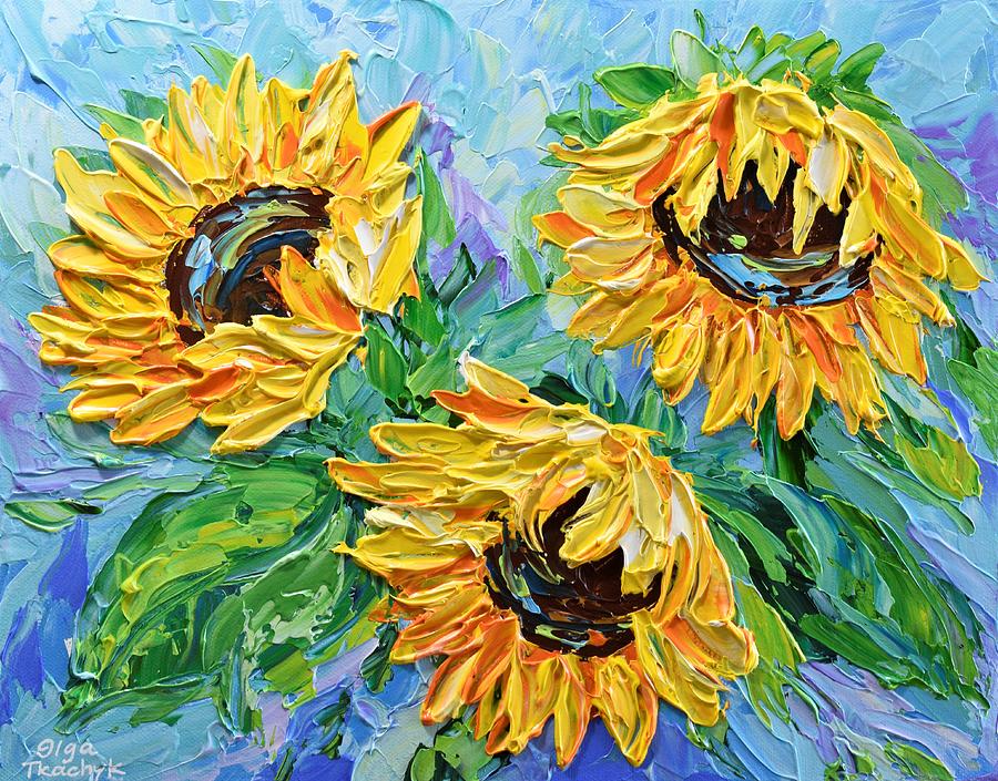 Sunflower Trio Painting by Olga Tkachyk - Fine Art America