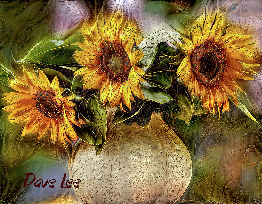 Sunflower Triplets Digital Art by Dave Lee