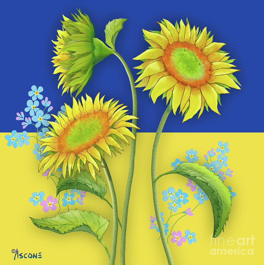 Sunflower Ukraine Painting by Teresa Ascone