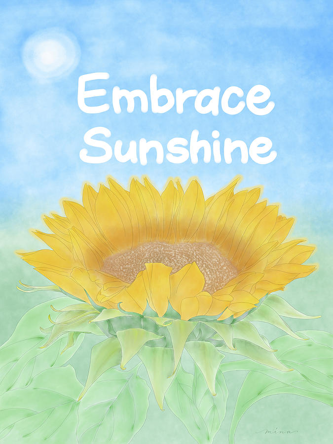 Sunflower with Embrace Sunshine Painting by Mina Sakatani | Pixels