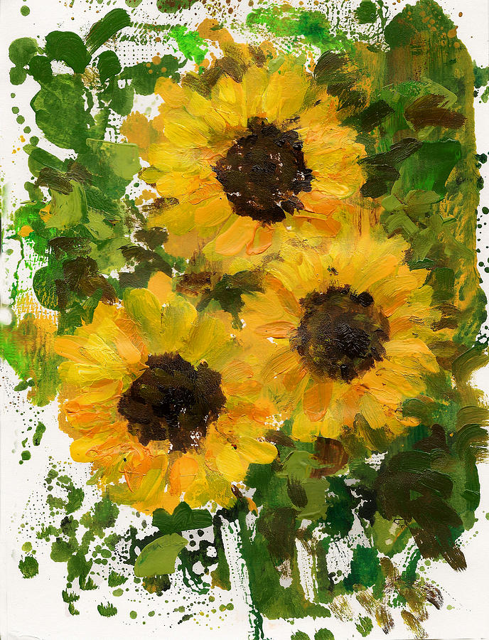 Sunflowers 1 Painting by Asha Sudhaker Shenoy