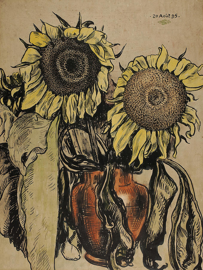 Sunflowers, 1895 Drawing by Georges Lemmen