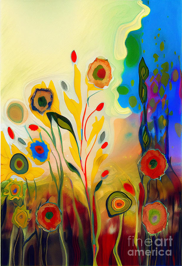 Sunflowers  Abstract  Art  Of  Nature  Wildflowers  By Asar Studios Digital Art