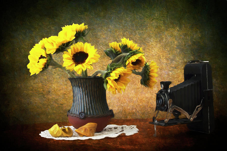 Sunflowers and Camera Photograph by Sandra Selle Rodriguez