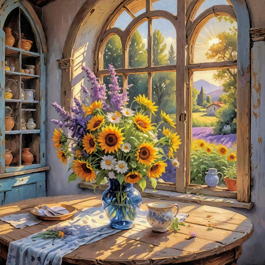 Sunflowers and Daisies Digital Art by Donna Kennedy