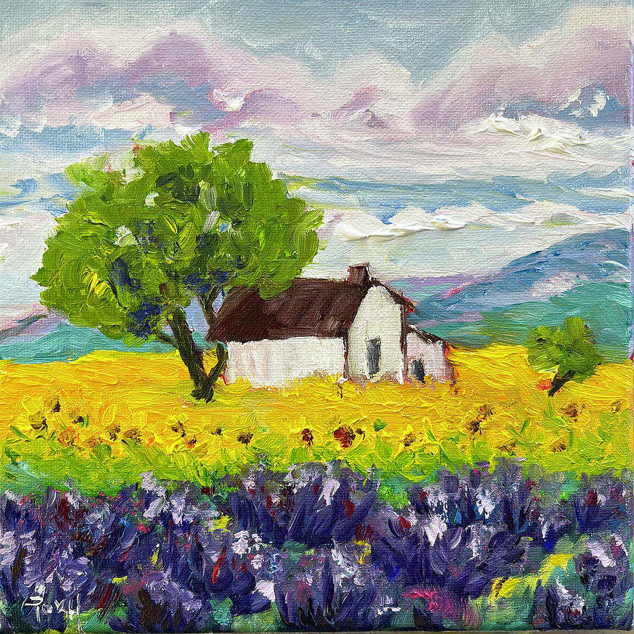 Sunflowers And Lavender Painting