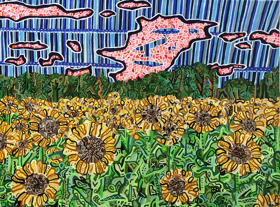 Sunflowers at Dorothea Dix Park Painting by Micah Mullen