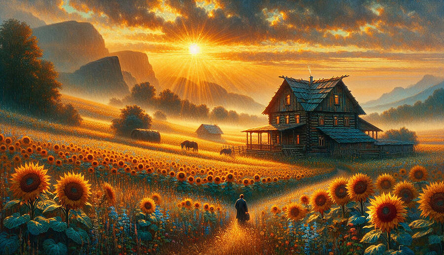 Sunflowers at Sunrise Photograph by Bill Cannon
