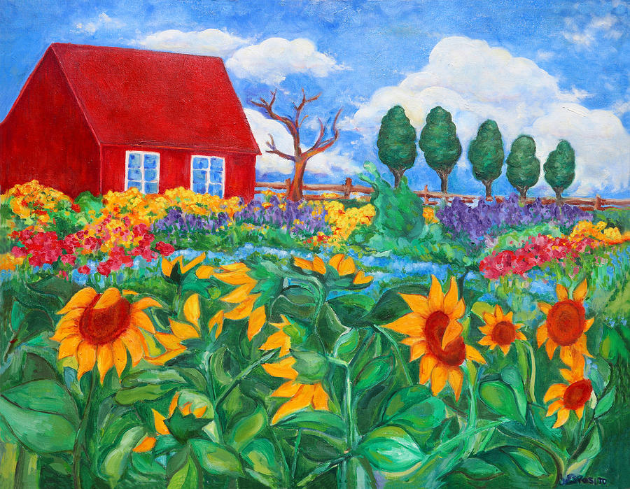 Landscape Painting - Sunflowers by Barbara Esposito