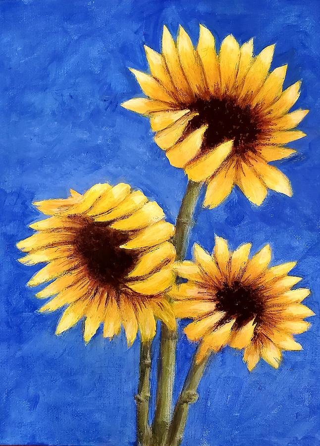 Sunflowers Painting by Barbara J Blaisdell