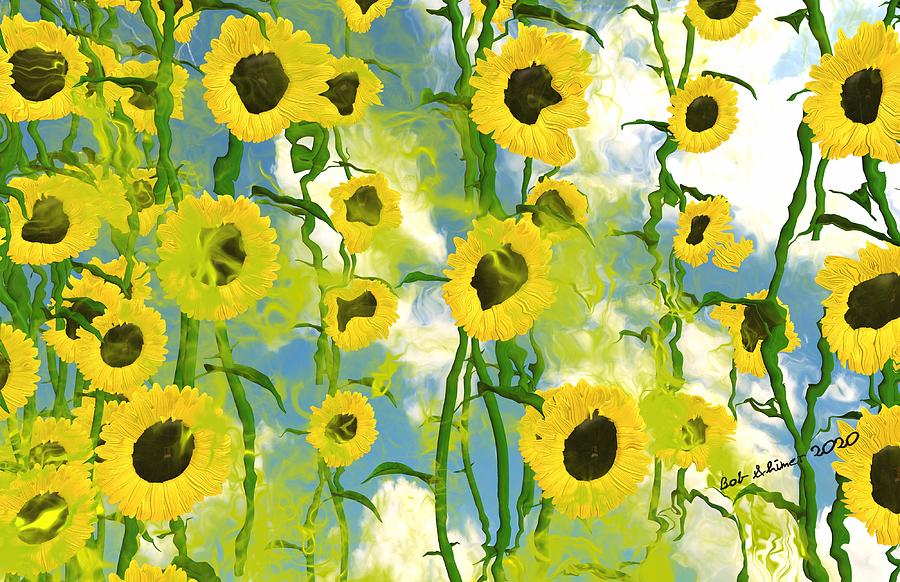 Sunflowers Digital Art by Bob Shimer