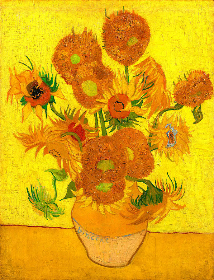 Sunflowers by Vincent van Gogh - digital enhancement Digital Art by Nicko Prints