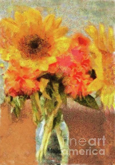 Sunflowers Digital Art by Denise Dempsey Kane
