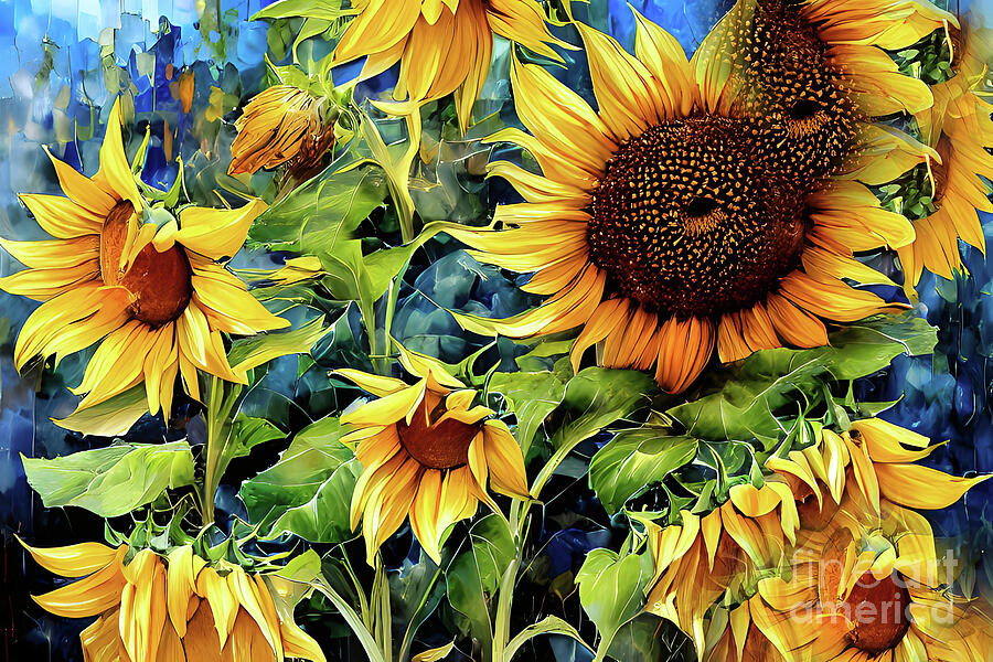 Sunflowers  Digital Art by Elaine Manley