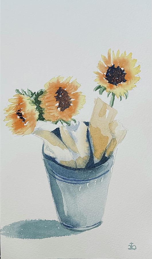 Sunflowers for Ukraine #1 Painting by Cindy Bale Tanner