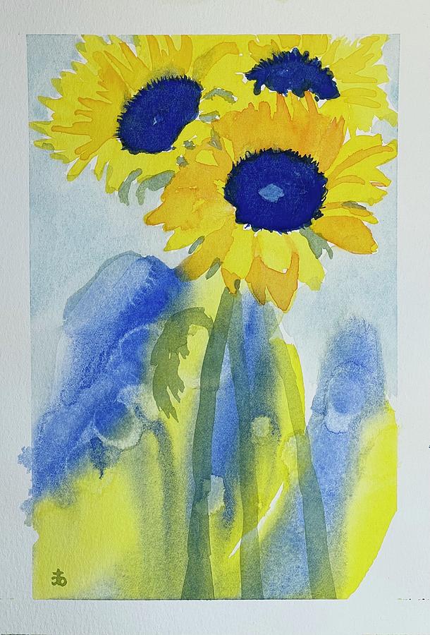 Sunflowers for Ukraine #100 Painting by Cindy Bale Tanner