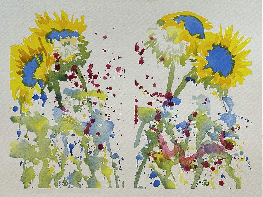 Sunflowers for Ukraine #359 Painting by Cindy Bale Tanner