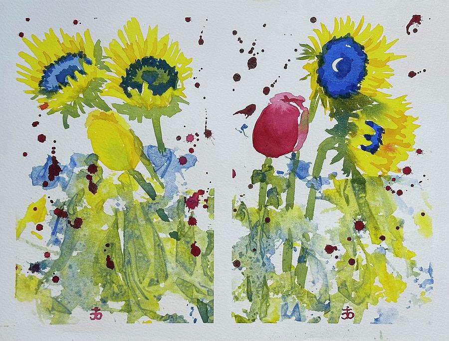 Sunflowers for ukraine #360 Painting by Cindy Bale Tanner